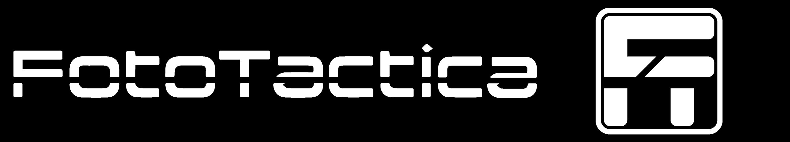 logotipo de fototactica con letras y logo en blanco